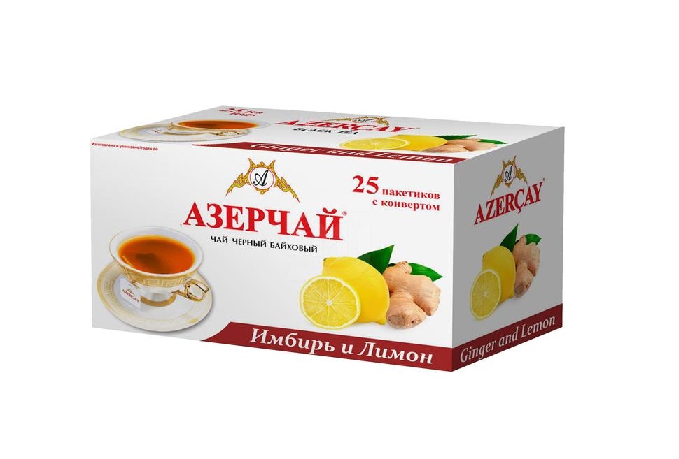 Азерчай Имбирь и Лимон черный, 25 пакетов