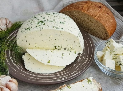Сыр домашний козий с укропом и чесноком кг. Восточное Приладожье