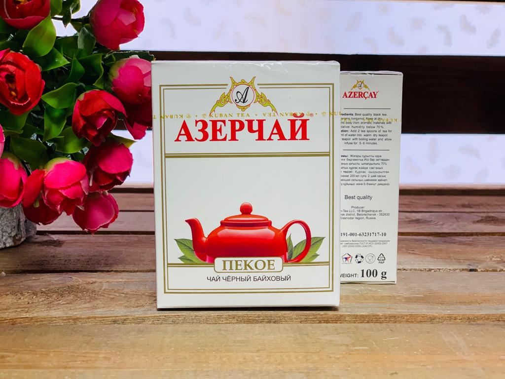 Азерчай черный листовой "Пекое", (картон) 100 гр.