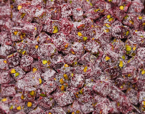 Рахат лукум "Кубики" гранатовый с фисташкой 400 гр.